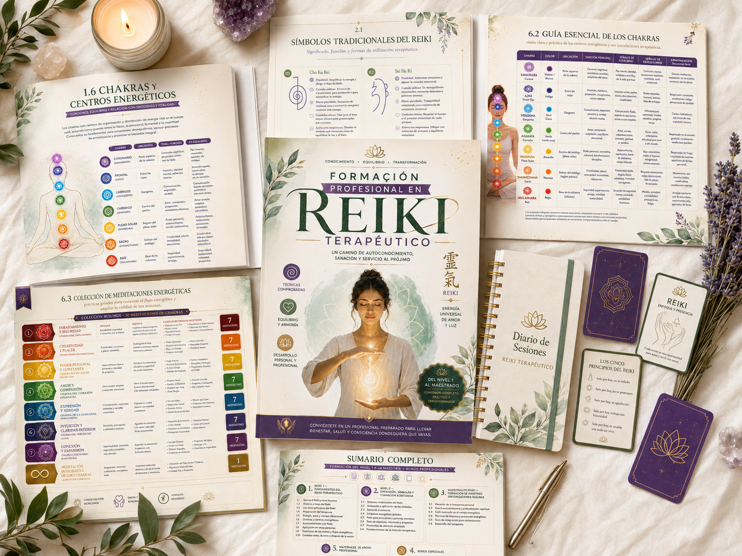 Composición de los materiales de la Biblioteca Profesional de Reiki