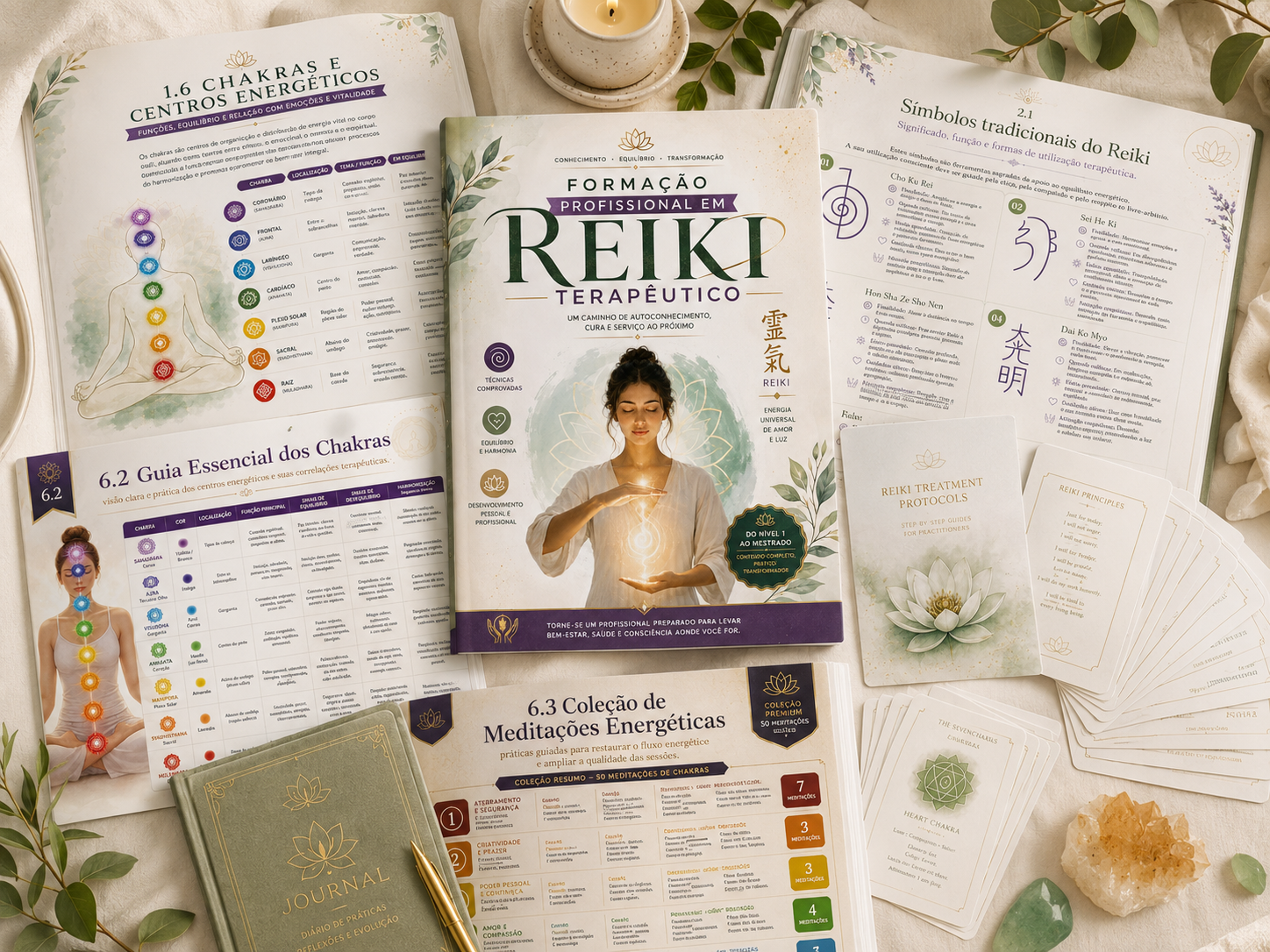 Composição dos materiais da Biblioteca Profissional de Reiki