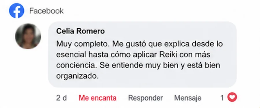Comentario en Facebook de Celia Romero: completo, claro y bien organizado.